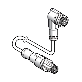 TES Electric M12 to M12 Cordset; Female Right Angle to Male Straight; 5-Pin; 5-Wire to 5-Pin; 2m PUR Cable